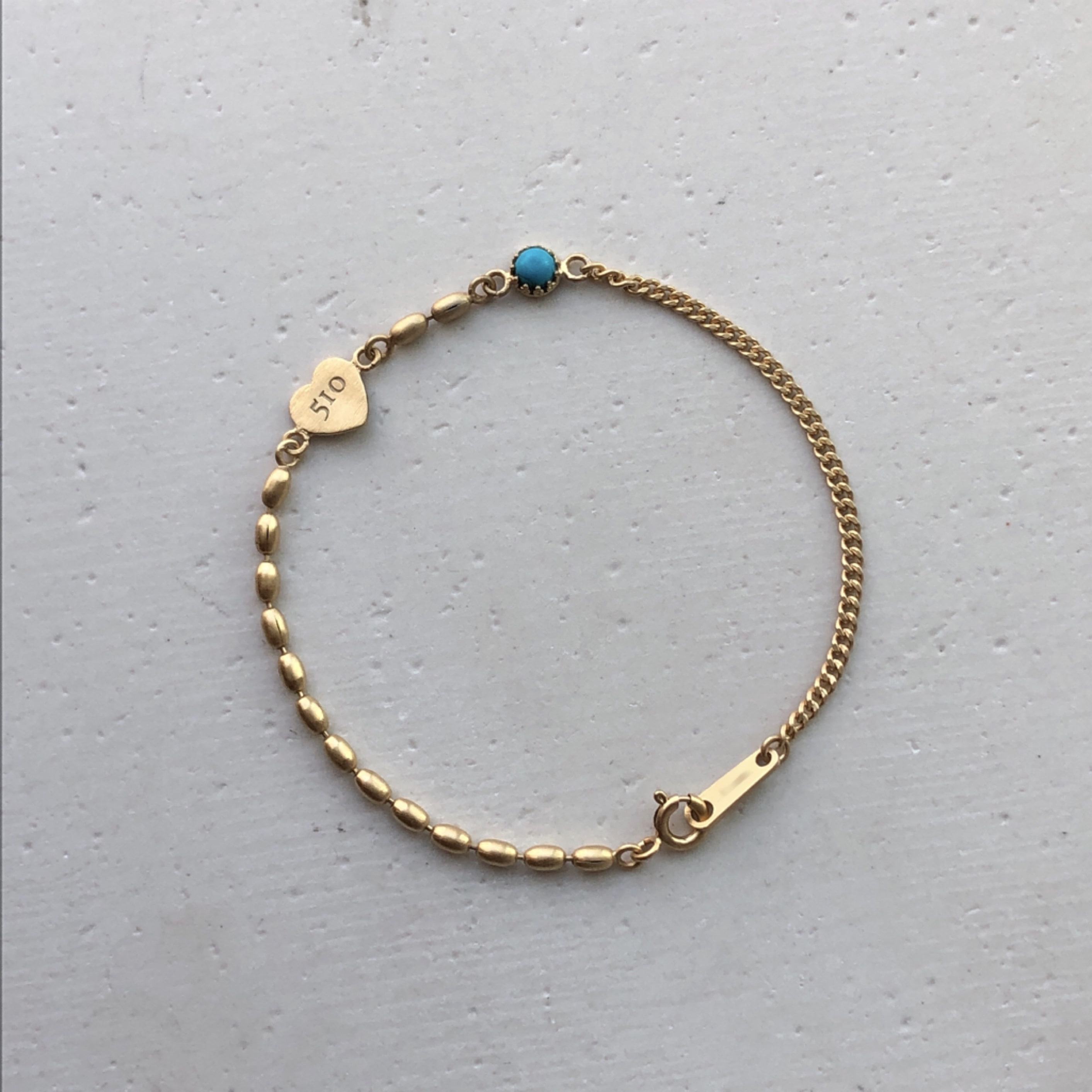 Slim ballchain Bracelet (gold) _ Heart pendant (Mix chain)