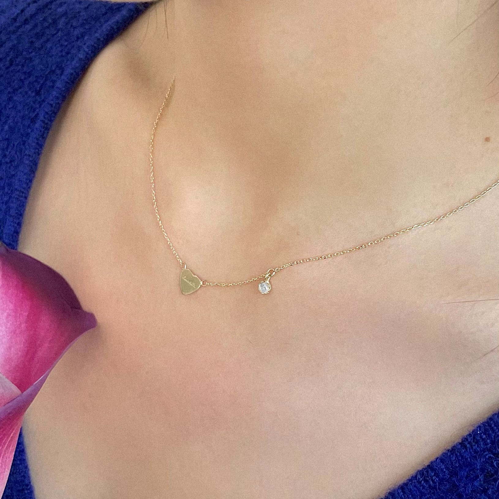 [14k] Flat heart Necklace